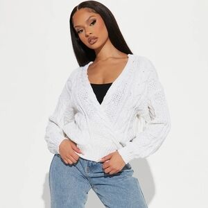 White Cable Knit Sweater